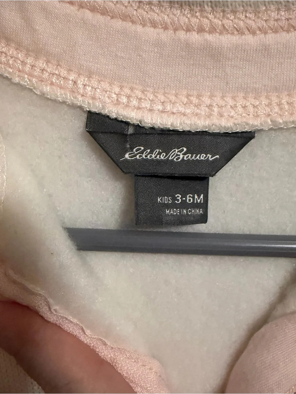 Eddie Bauer Baby Girl Fleece One Piece Pink Cream Zip Up Outfit 3-6M - Picture 3 of 5